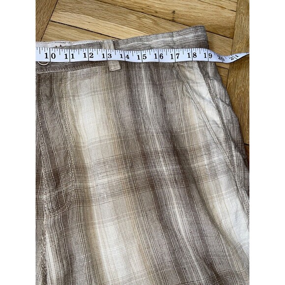 TOMMY BAHAMA Paradise Nation Tan Plaid Linen & Silk Blend Zip‎ Fly SHORTS sz 36 - Picture 2 of 9